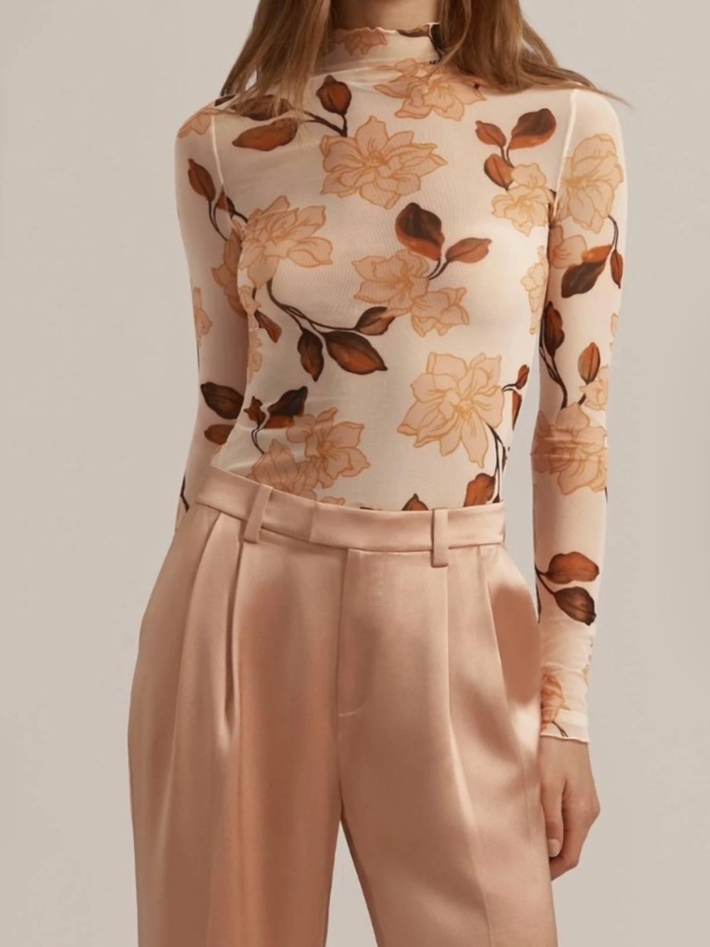 FAVORITE DAUGHTER The Sheer Fantasy Top in Bare Roses Size Large